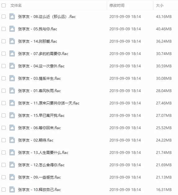 《张学友》全部歌曲-292张专辑+82张珍藏CD无损经典音乐合集-免费音乐网