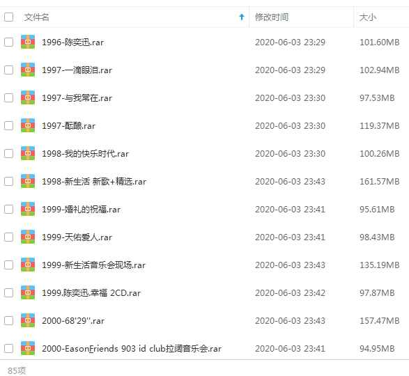 《陈奕迅》1996-2020年85张专辑/单曲/歌曲合集-免费音乐网
