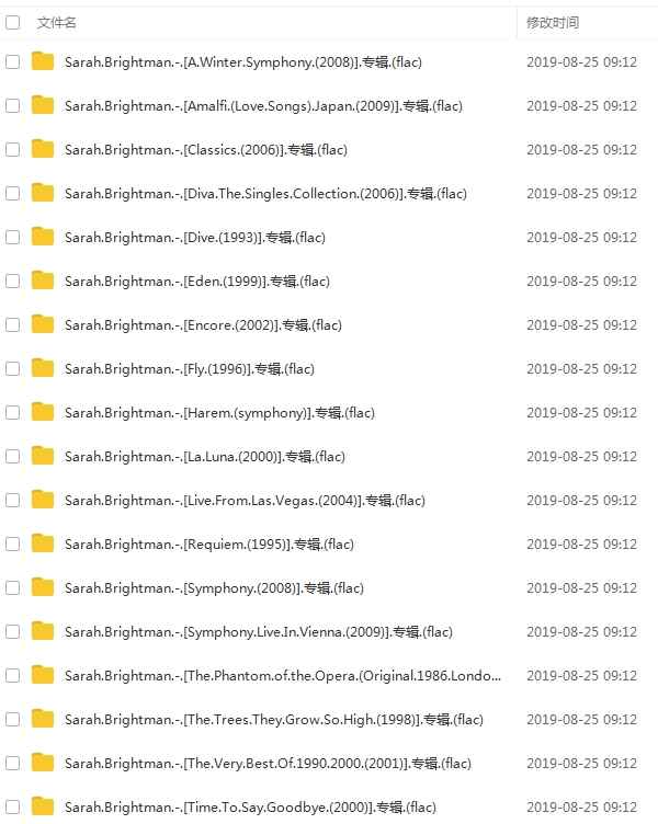 莎拉·布莱曼(Sarah Brightman)20张专辑无损音质歌曲合集-免费音乐网